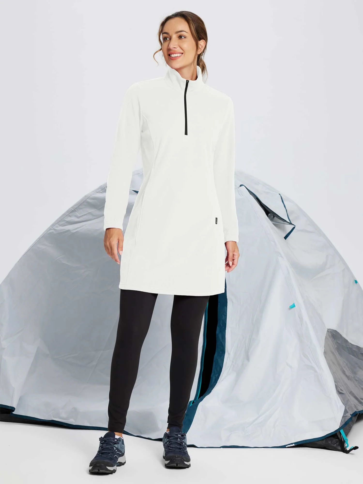 Long-Sleeve Quarter Zip Thermal Tunic Dress - Image 32