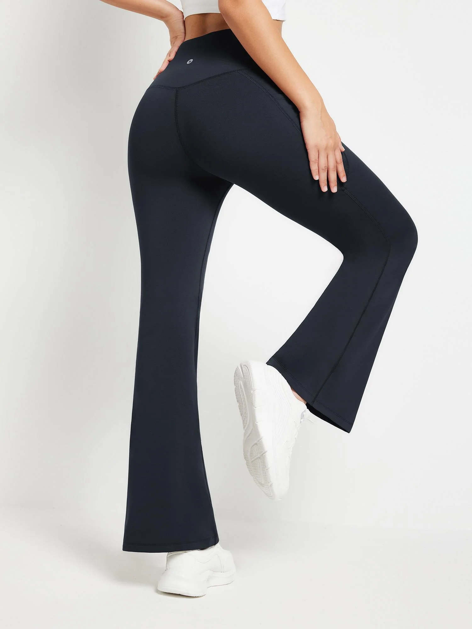 Crossover Waist Fleece Yoga Flare Pants - Image 33