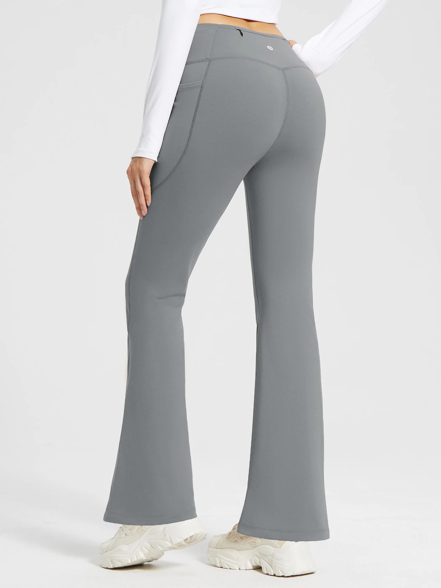 High-Waist Fleece-Lined Drawstring Flare Pants - Image 10