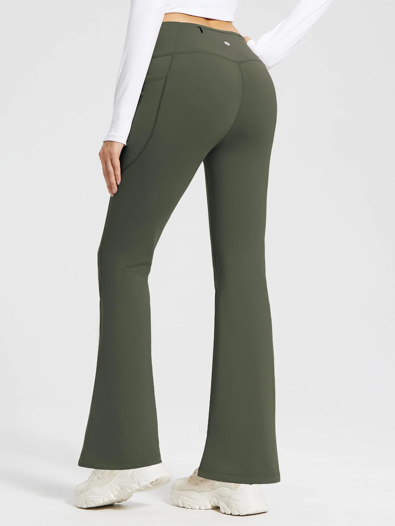 High-Waist Fleece-Lined Drawstring Flare Pants - Image 48