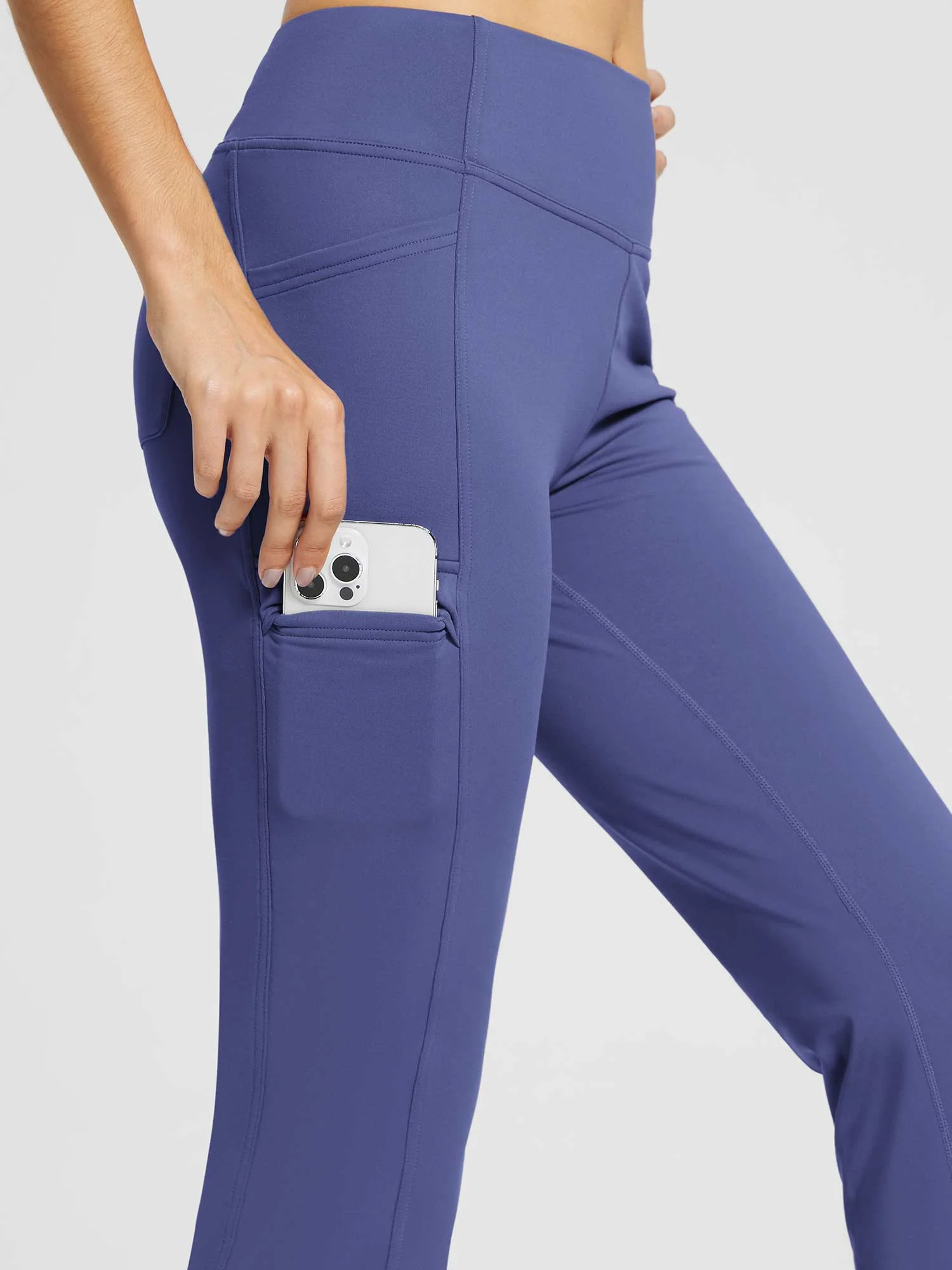 High-Waist Fleece-Lined Straight-Leg Yoga Pants - Image 17