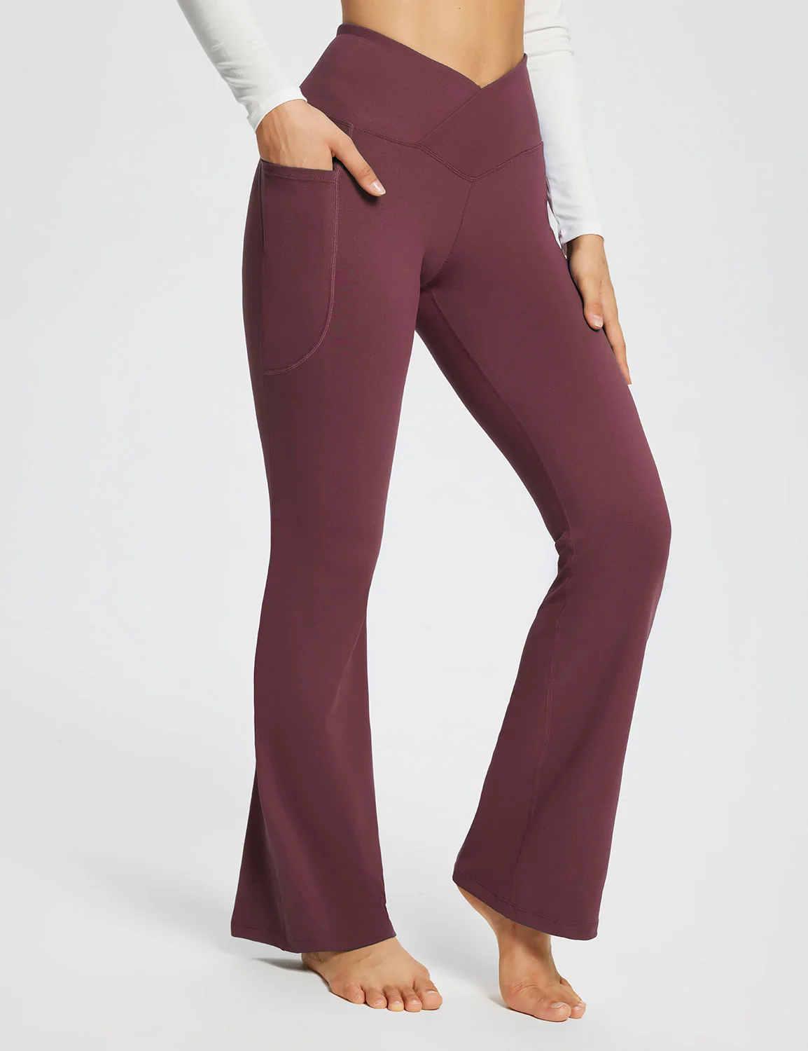 Laureate Women's 29" Crossover High-Waisted Flare Yoga Pants - Image 21