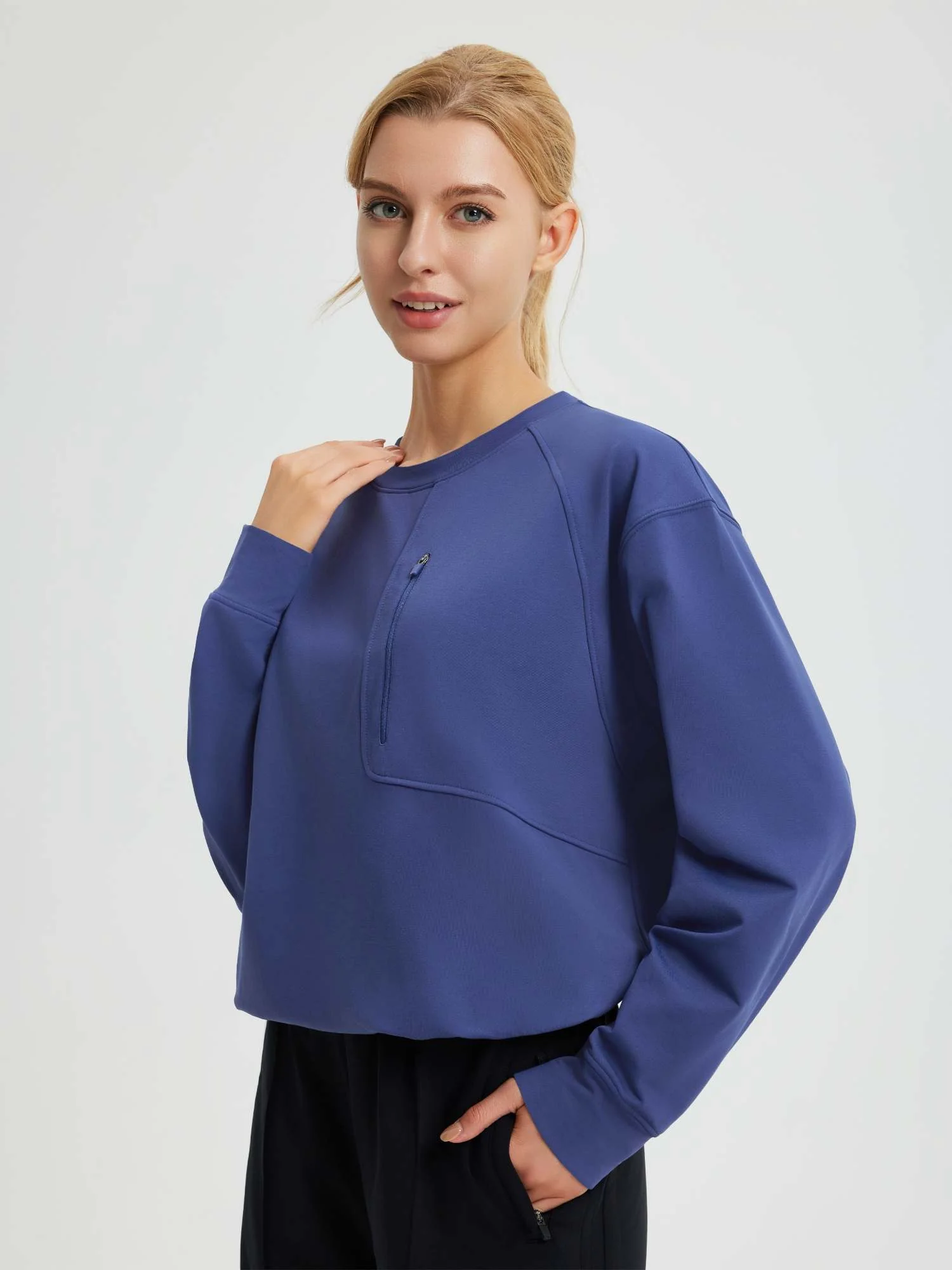 Raglan Fleece Long-Sleeve Running Top - Image 12