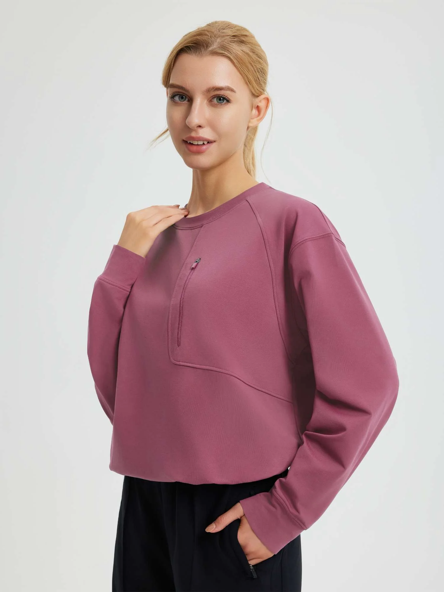 Raglan Fleece Long-Sleeve Running Top - Image 17