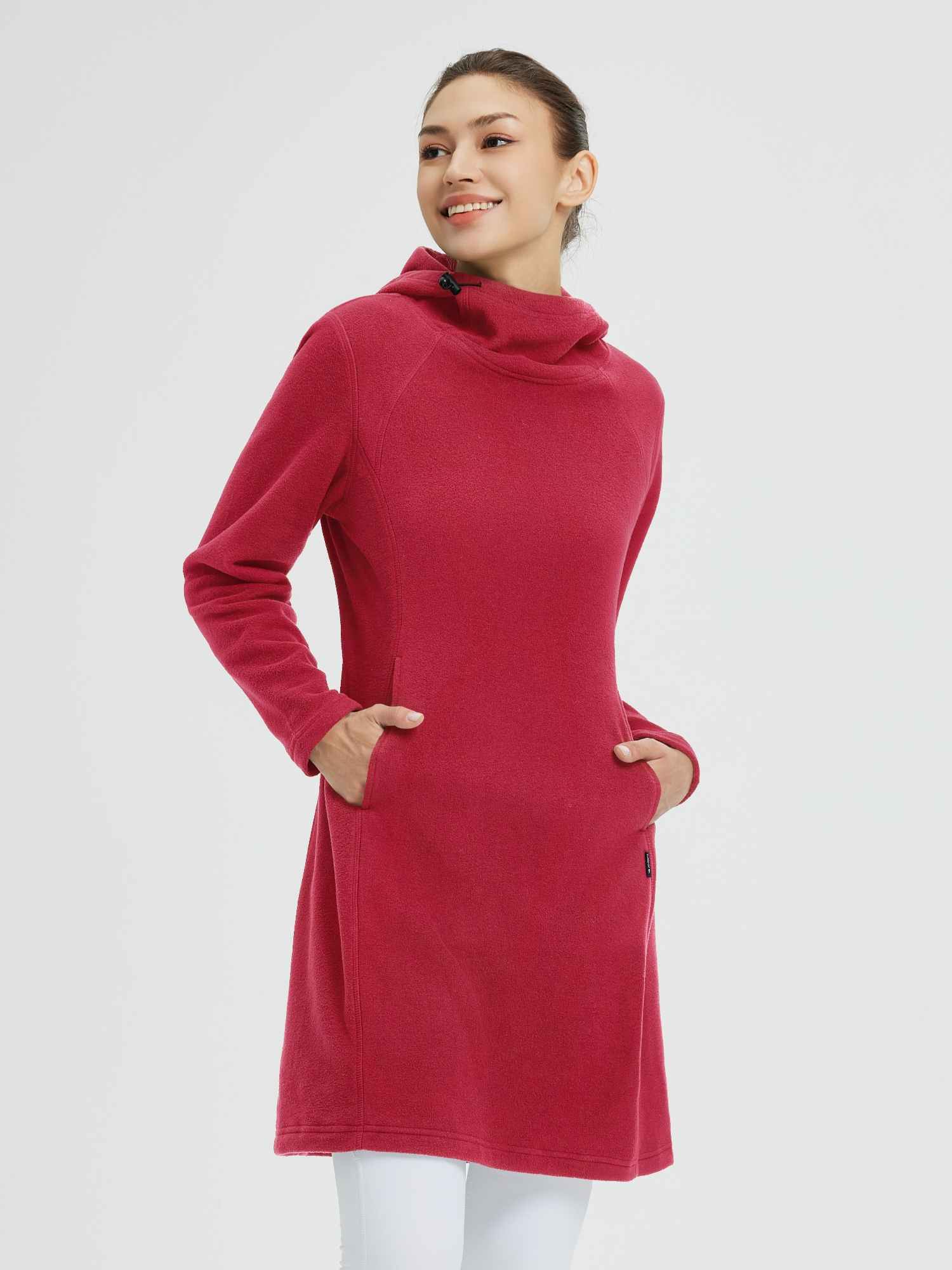 Women’s Outdoor Knit Hooded Fleece Dress - Image 3