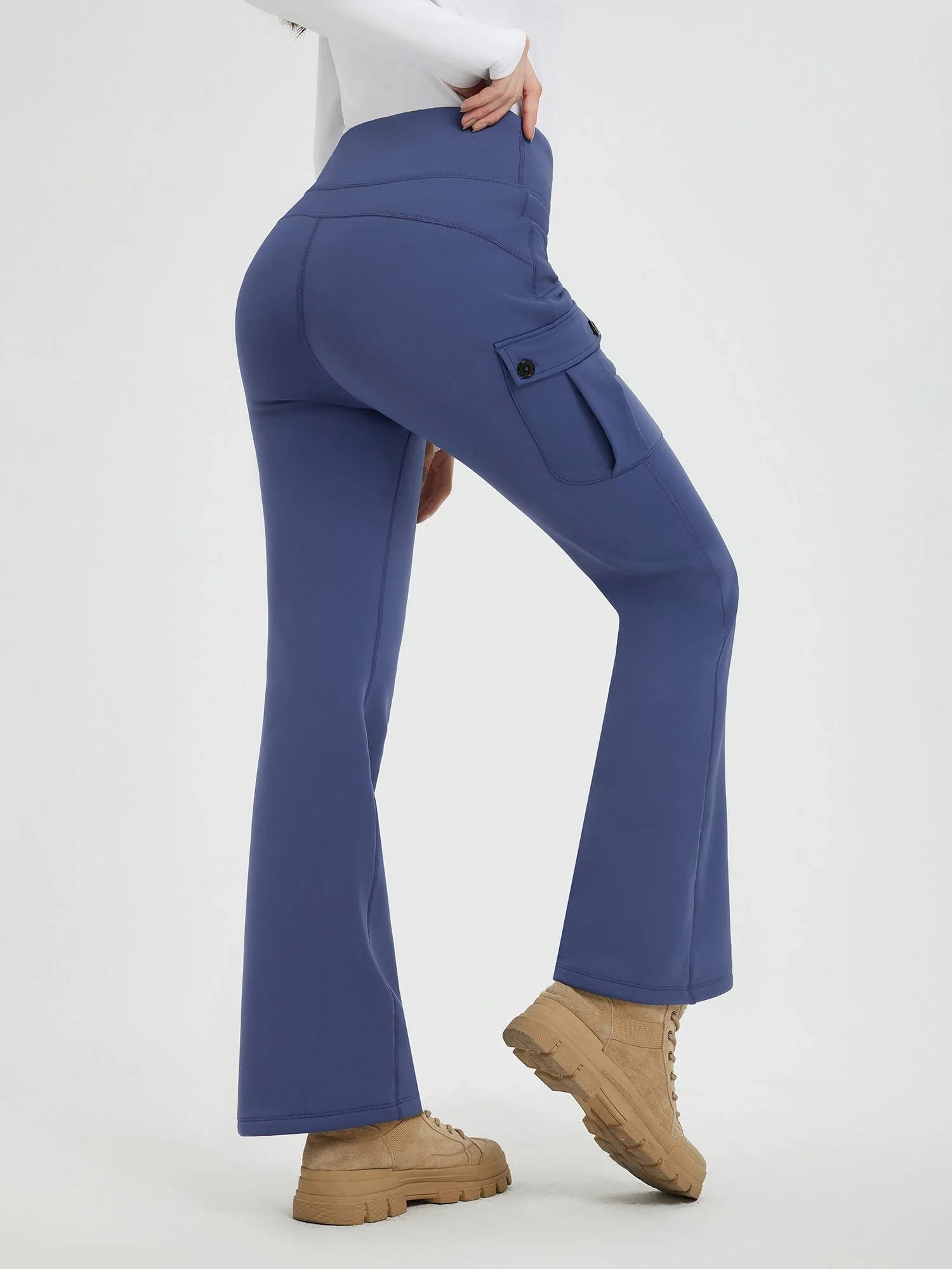 Women’s Outdoor Thick Fleece Slightly Workwear Flared Pants - Image 9