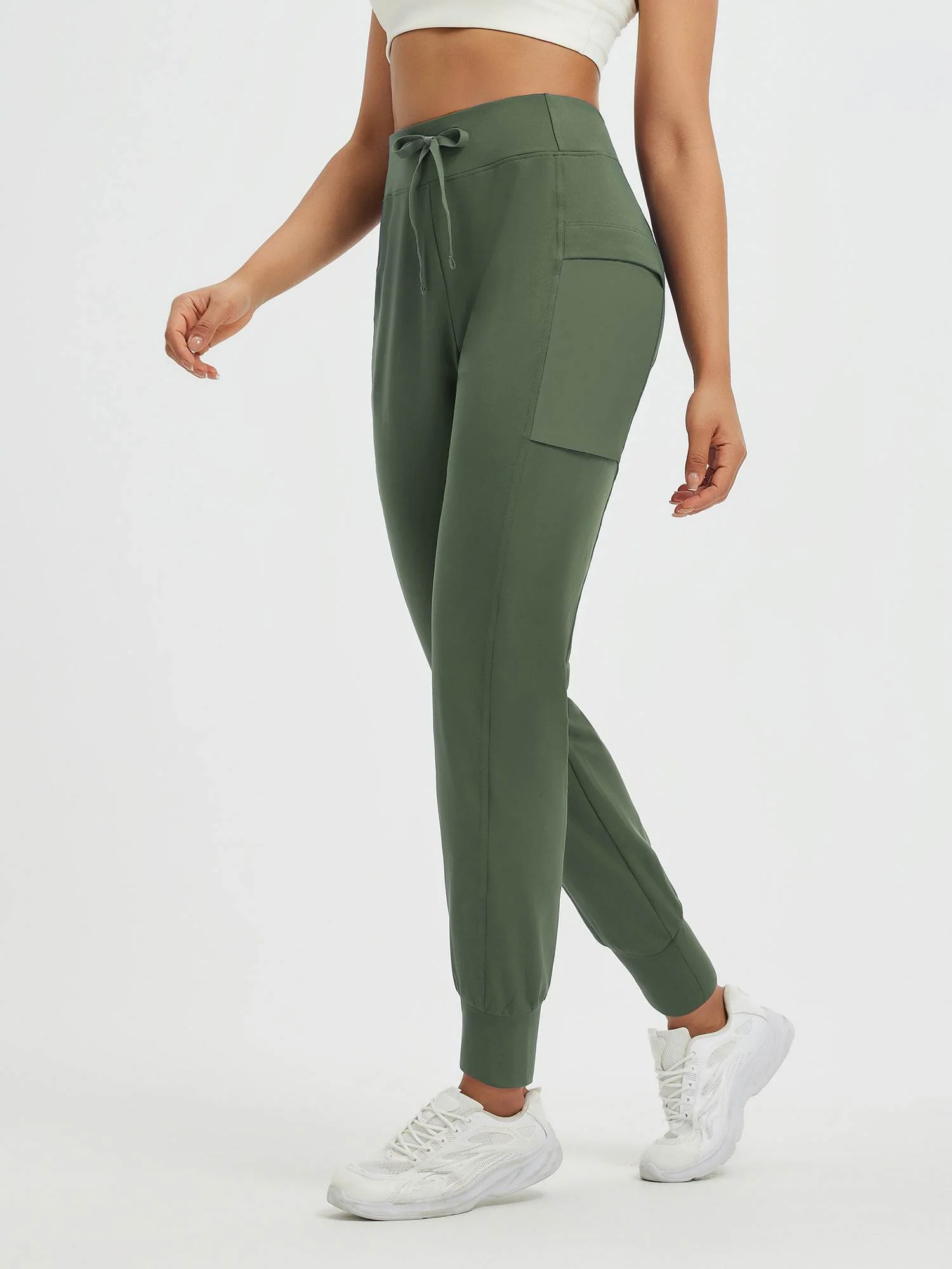 Women’s Running Patchwork Pockets Fleece Cuffed Pants - Image 3