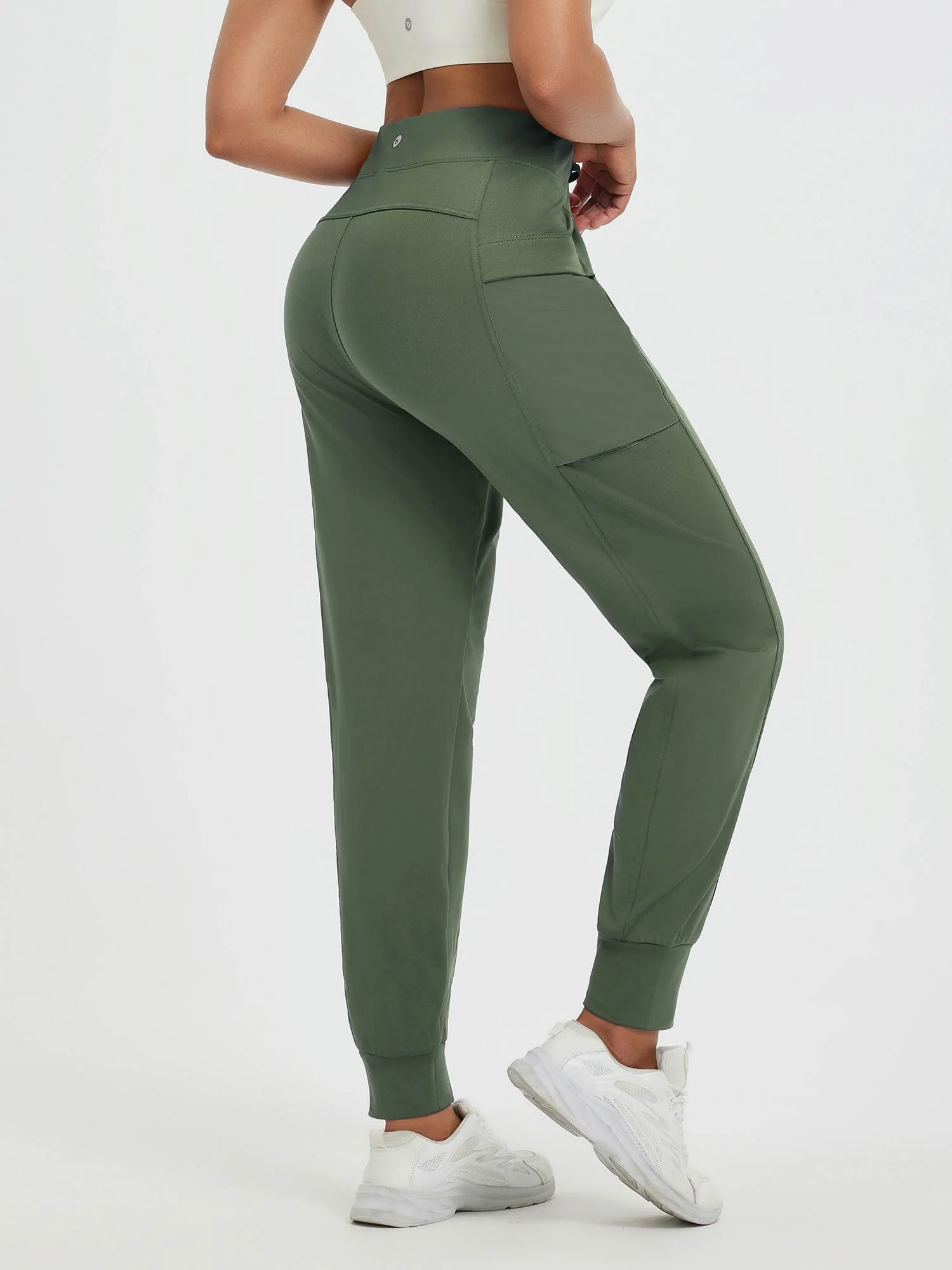 Women’s Running Patchwork Pockets Fleece Cuffed Pants - Image 5