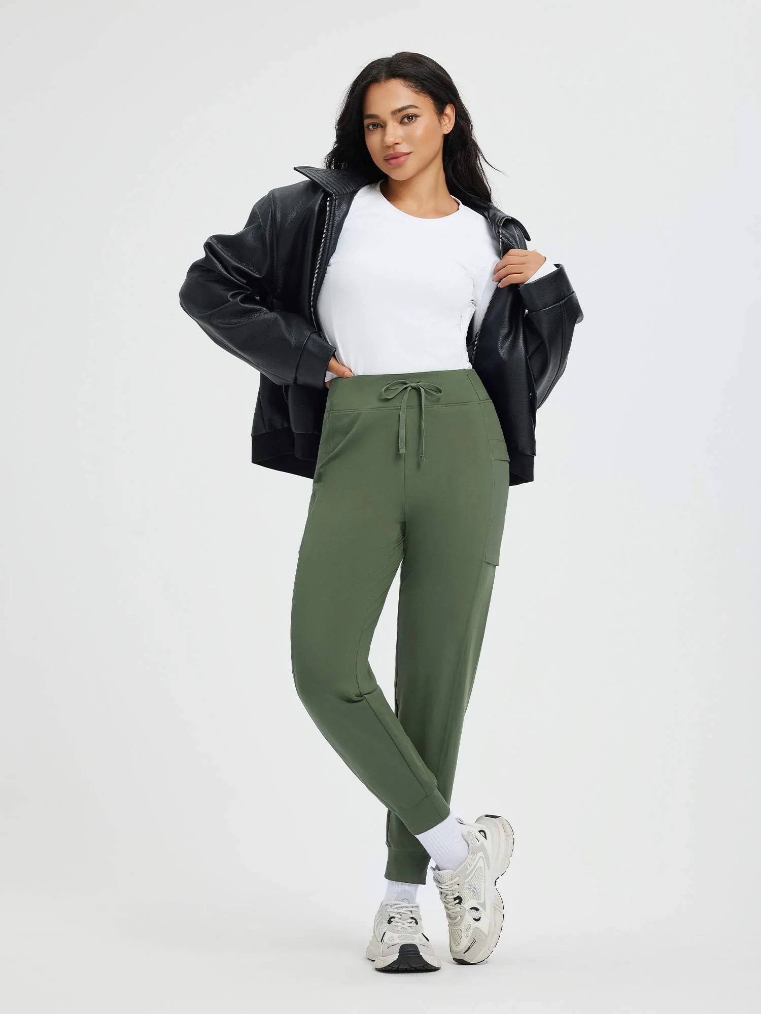 Women’s Running Patchwork Pockets Fleece Cuffed Pants - Image 6