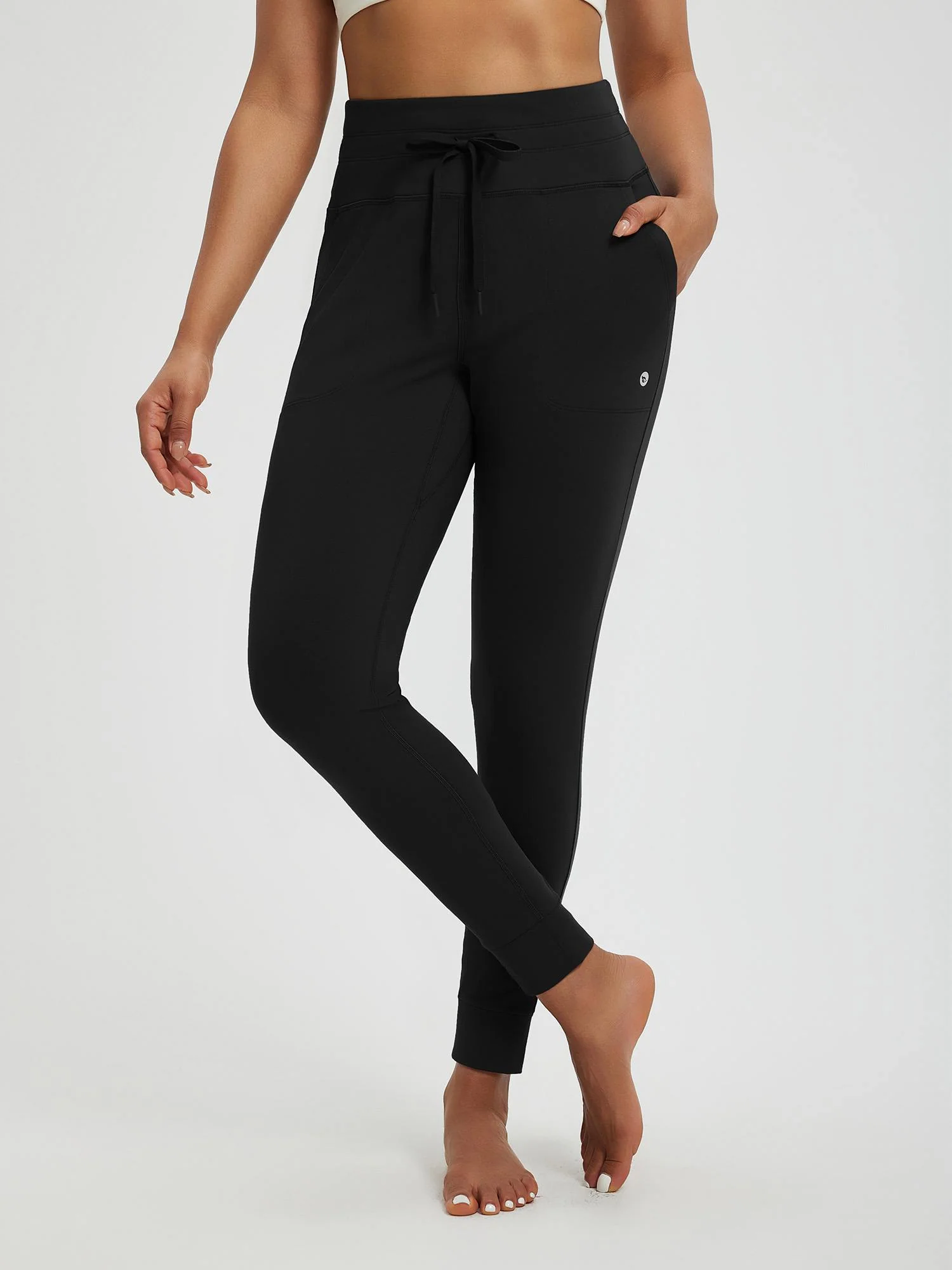 Women’s Yoga Cuffed Fleece High-Waisted Leggings - Image 2
