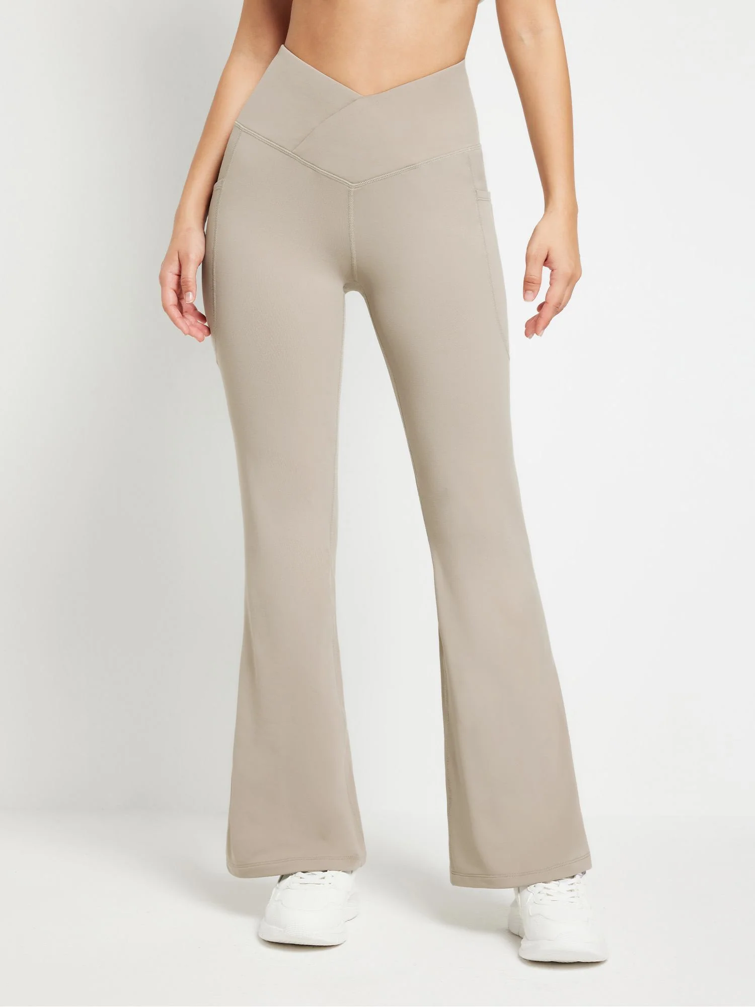 Crossover Waist Fleece Flare Pants - Image 3
