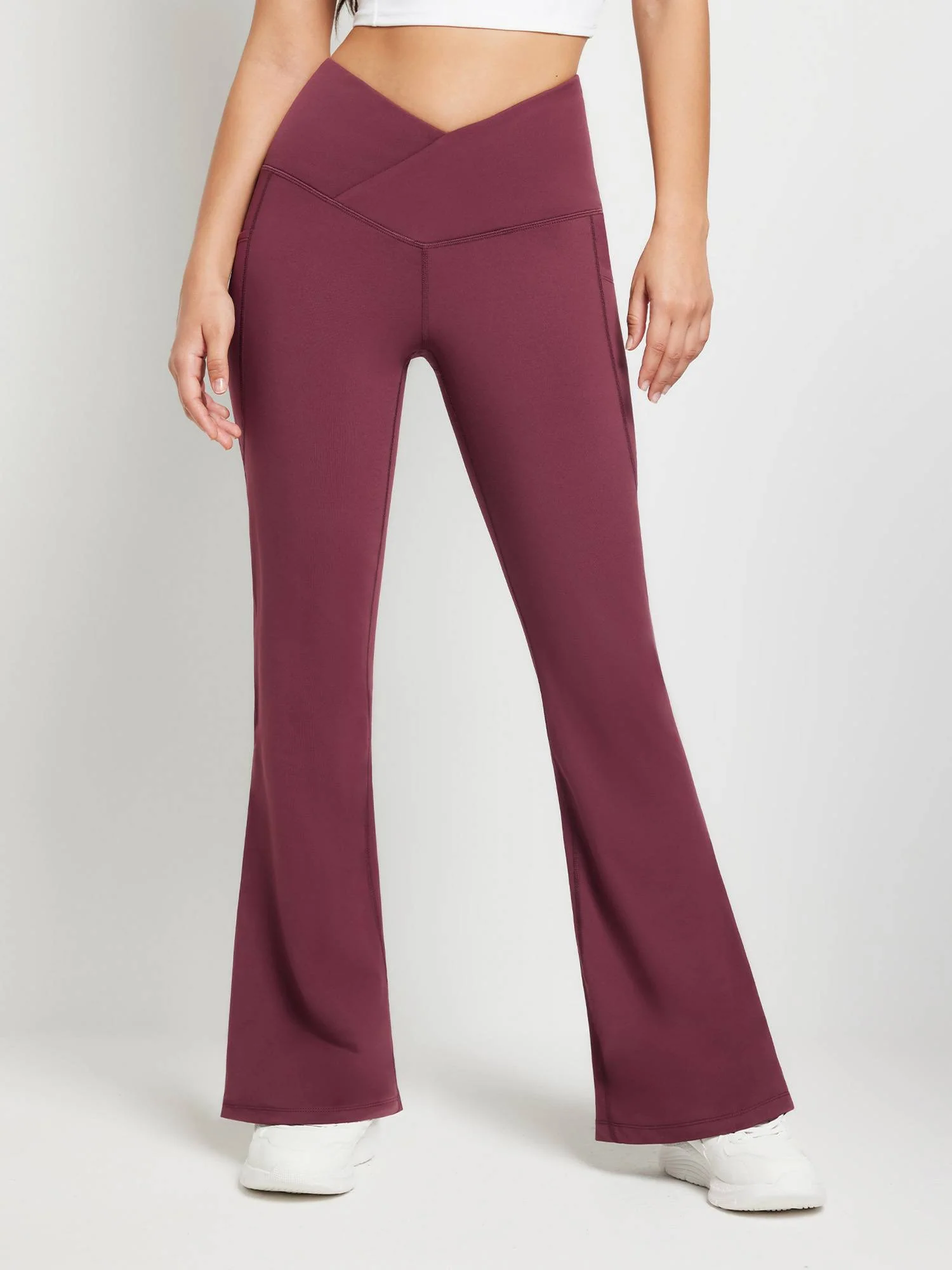 Crossover Waist Fleece Flare Pants - Image 7
